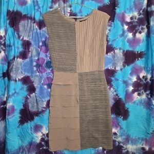 BCBG MaxAzria Grey Color Block Party Cocktail Dress Ruffles Agate Sz 6